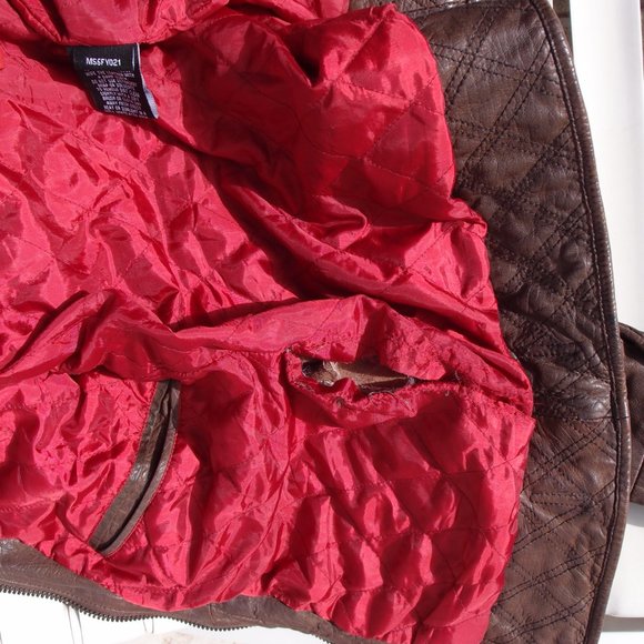 SUPERDRY VINTAGE TARPIT LEATHER MOTO JACKET WITH FAUX FUR COLLAR-SMALL - Picture 7 of 9